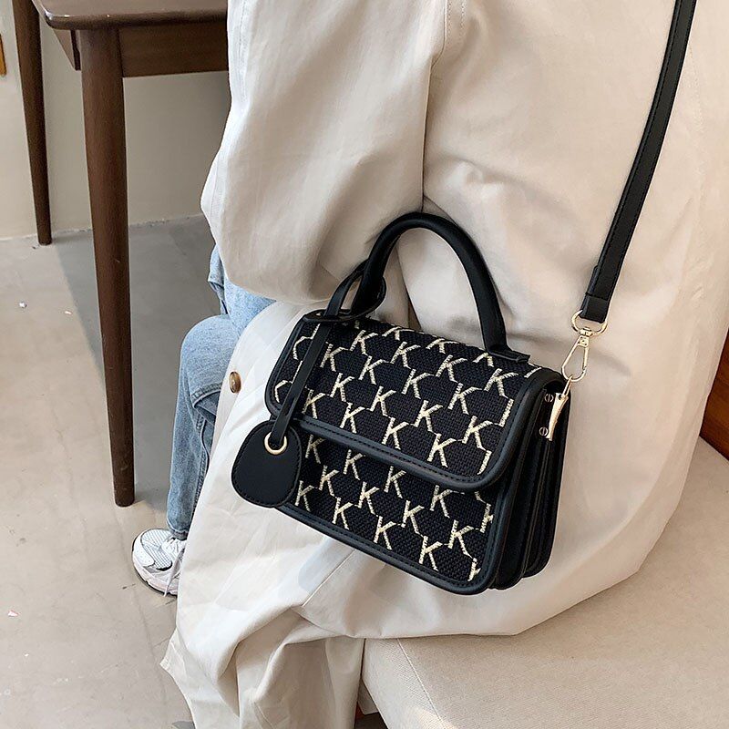 Vernon Dames Korte Handvat Crossbody Handtas - Wit met Khaki