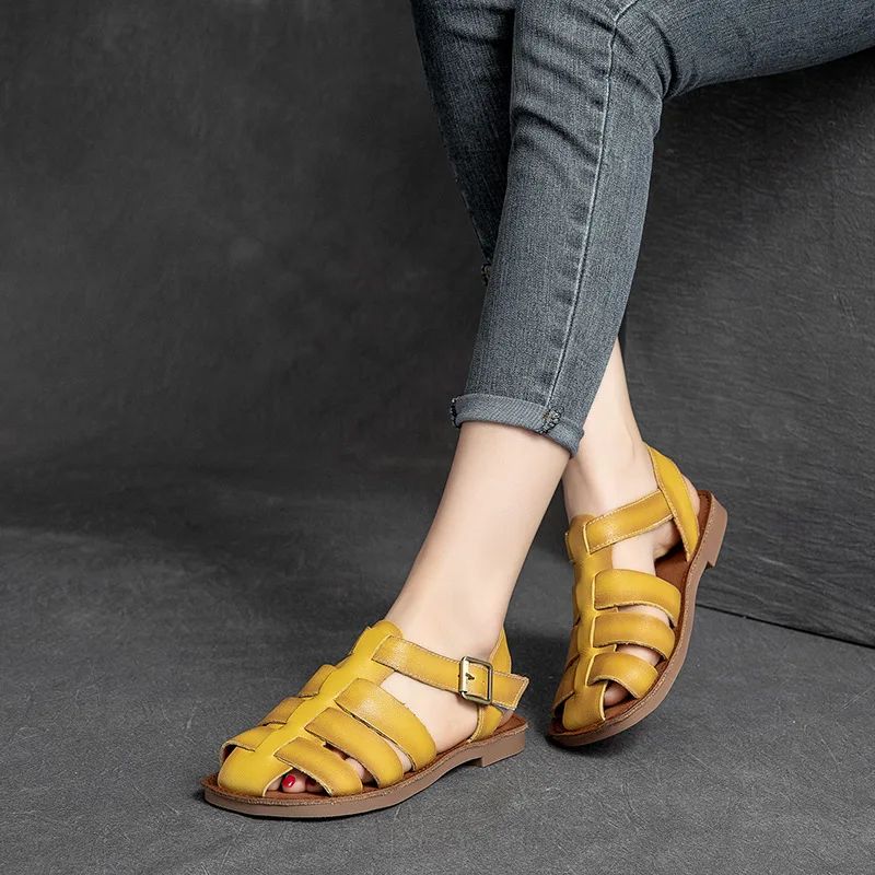 Veronica Dames Romeinse Stijl Zomer Sandalen - Geel