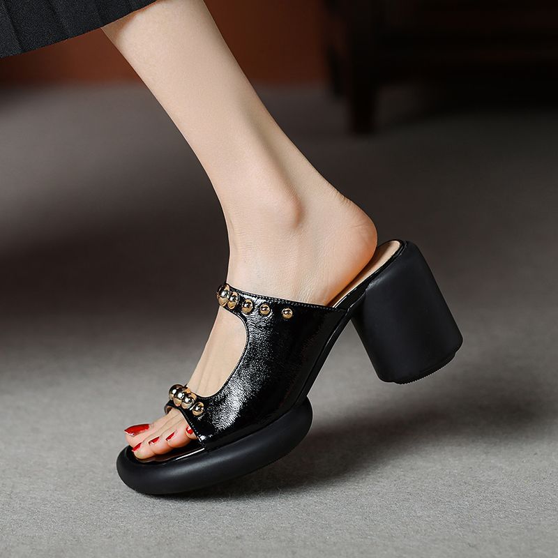 Vicenta Dames Rivet Patent Leren Sandalen - Groen