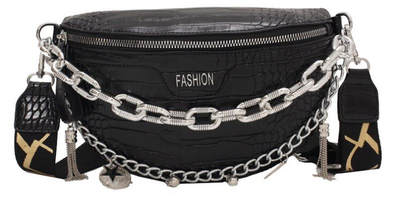 Victor Dames Kleine Leren Taille Handtas - Zwart