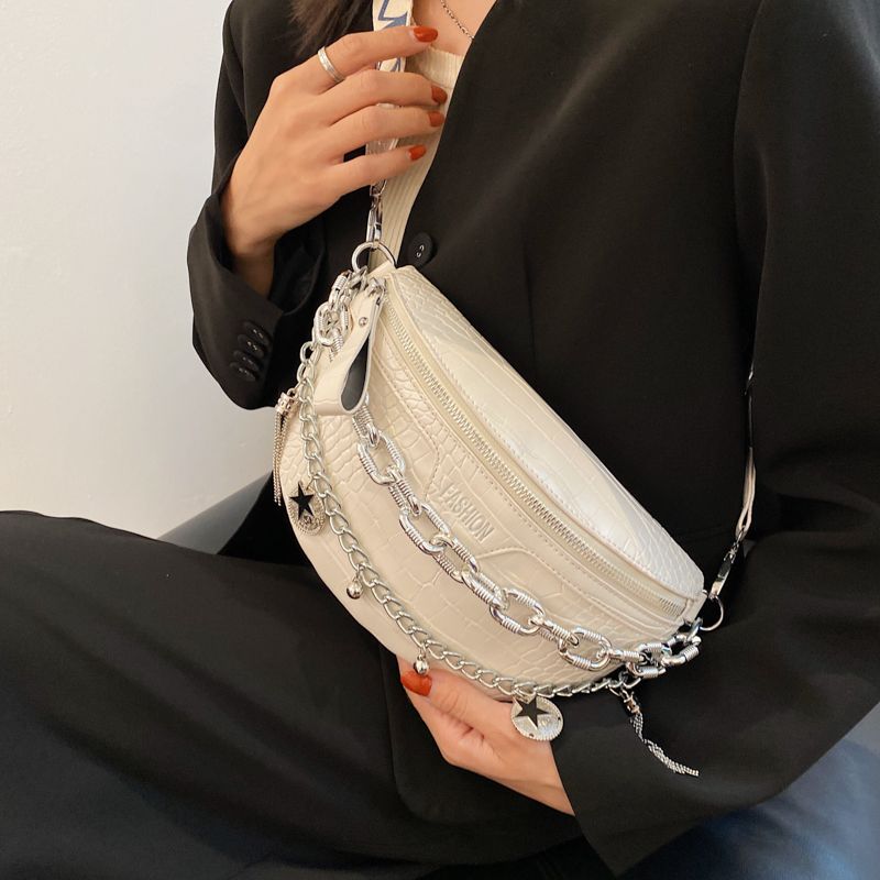 Victor Dames Kleine Leren Taille Handtas - Zwart