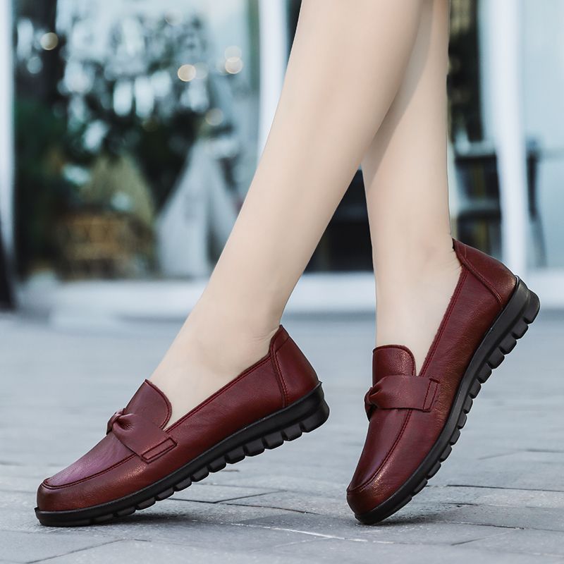 Victoria Dames Retro Casual Leren Loafer Schoenen - Zwart