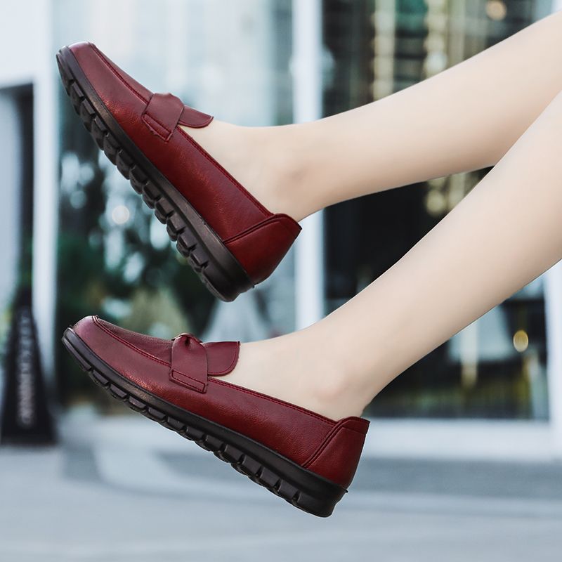 Victoria Dames Retro Casual Leren Loafer Schoenen - Zwart