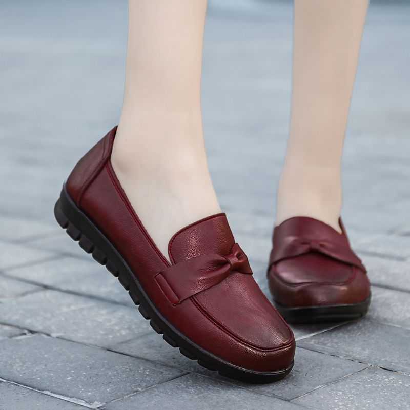 Victoria Dames Retro Casual Leren Loafer Schoenen - Zwart