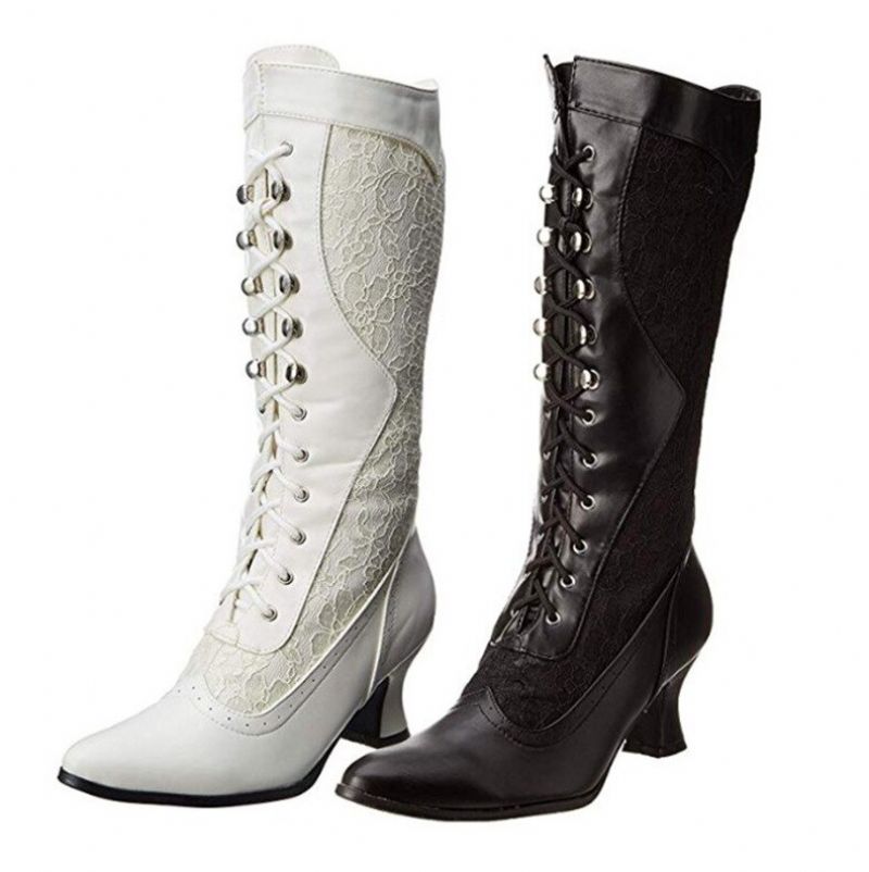 Victoriaanse Dames Laarzen Vintage Dansschoenen - Zwart