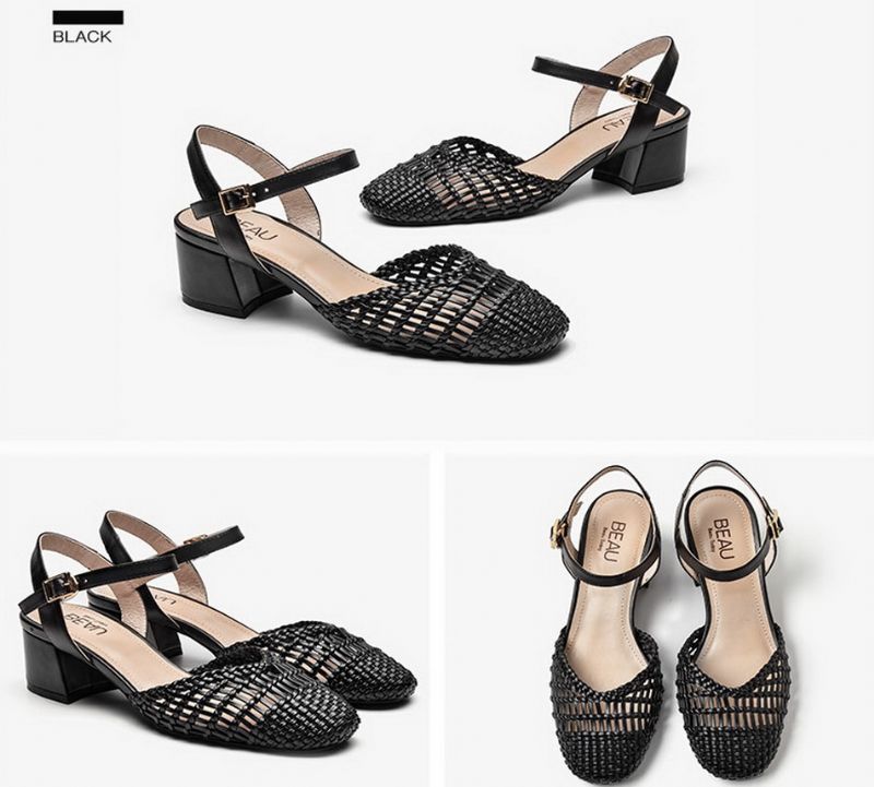 Victorina Dames Vierkante Teen Leren Sandaal - Beige