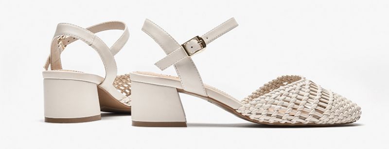 Victorina Dames Vierkante Teen Leren Sandaal - Beige