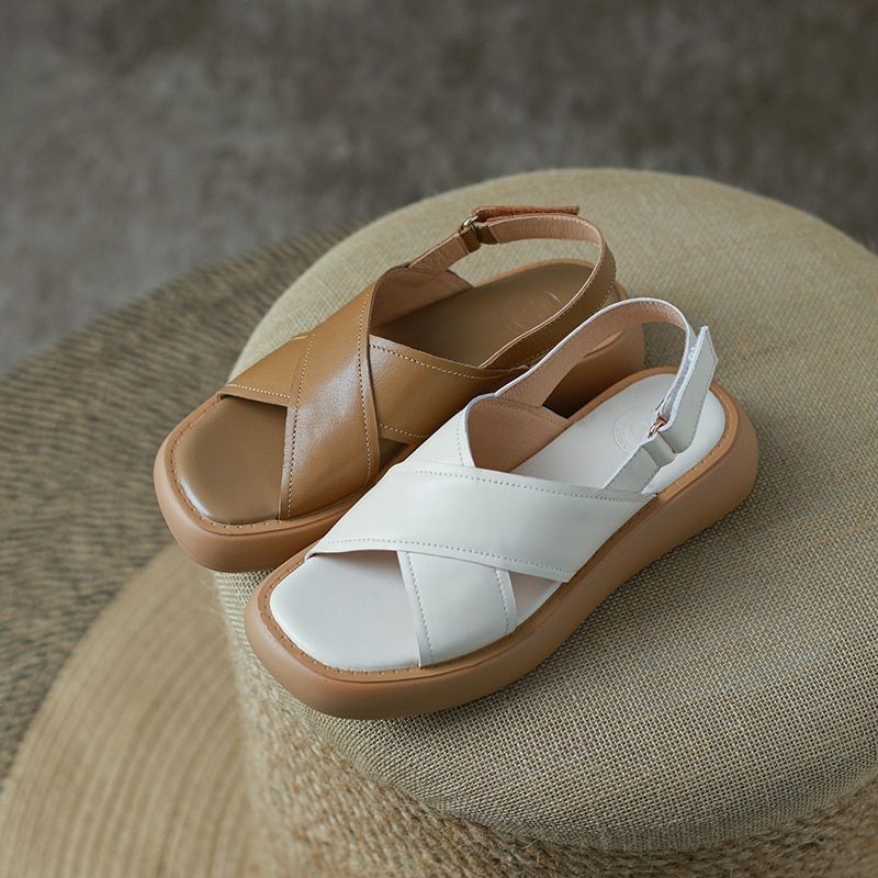 Viloria Dames Casual Leren Sandaal - Abrikoos