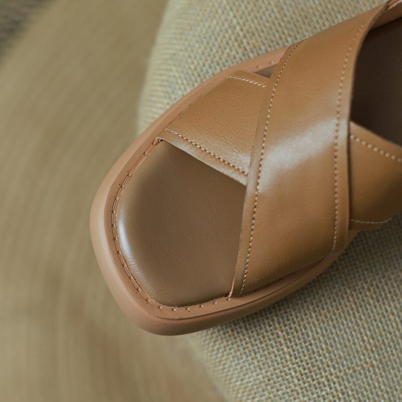 Viloria Dames Casual Leren Sandaal - Abrikoos