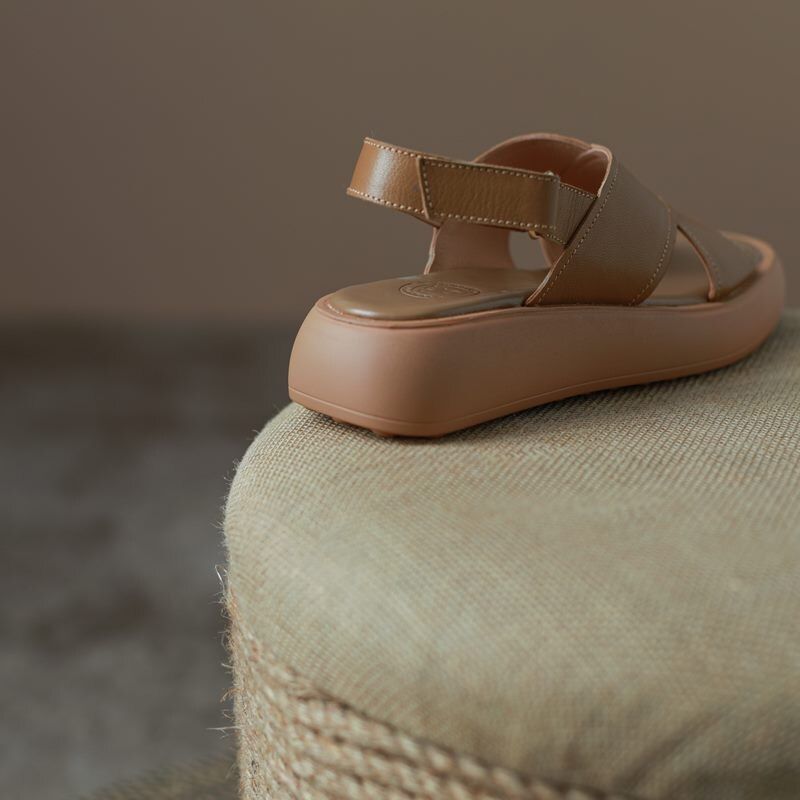 Viloria Dames Casual Leren Sandaal - Abrikoos