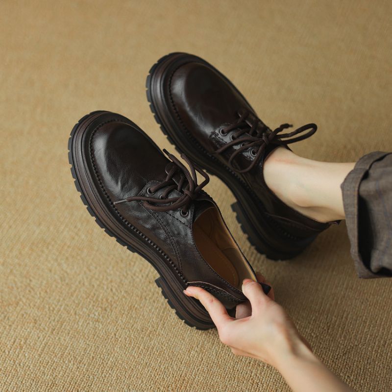 Virginia Dames Vetersluiting Leren Loafer - Zwart