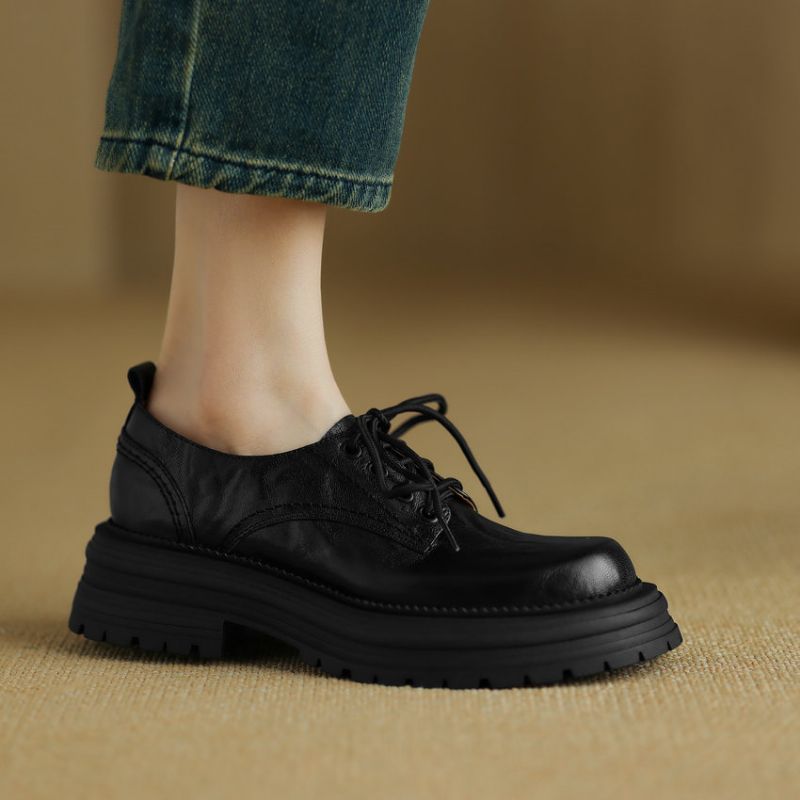 Virginia Dames Vetersluiting Leren Loafer - Zwart