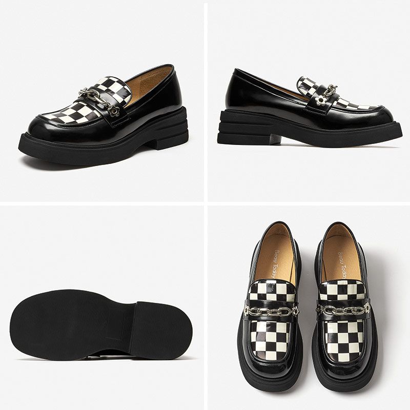 Vrouwen Pinto Echt Lederen Platform Loafer Schoenen - Zwart