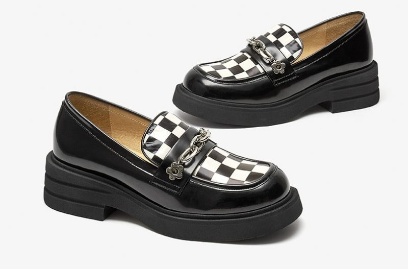 Vrouwen Pinto Echt Lederen Platform Loafer Schoenen - Zwart