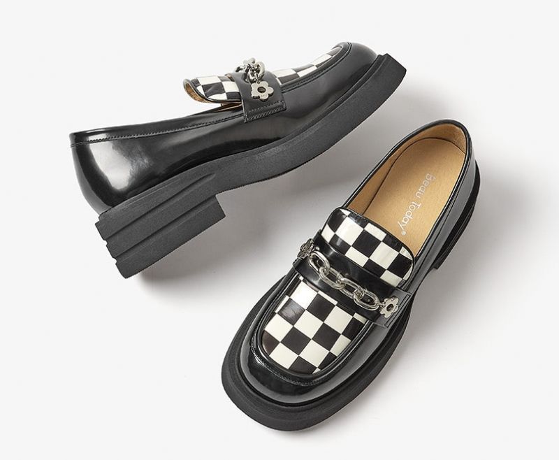 Vrouwen Pinto Echt Lederen Platform Loafer Schoenen - Zwart