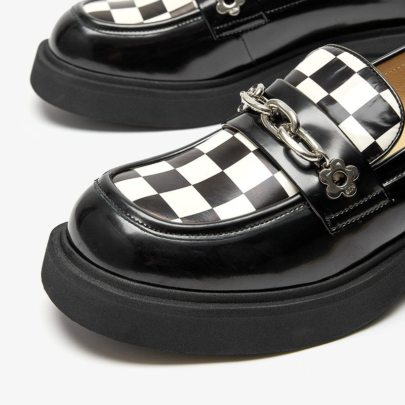 Vrouwen Pinto Echt Lederen Platform Loafer Schoenen - Zwart