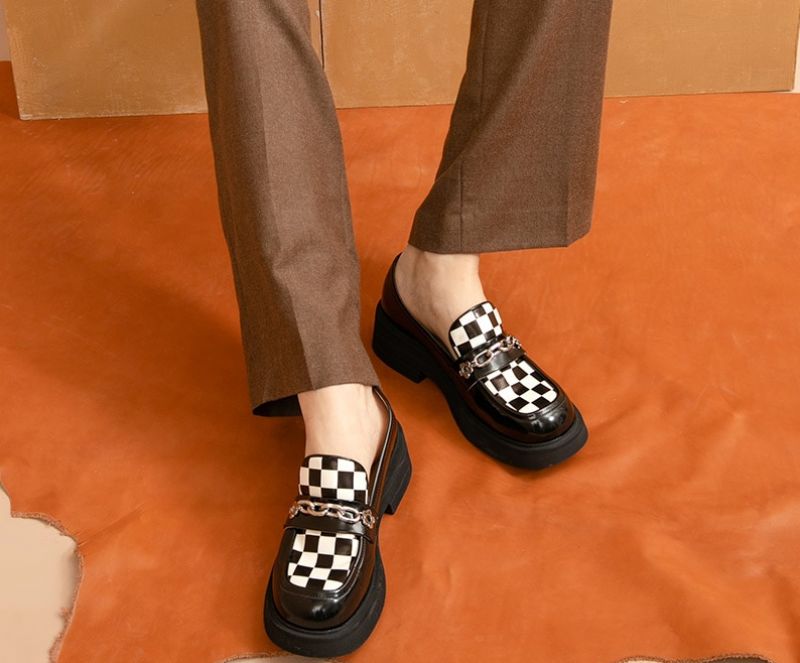 Vrouwen Pinto Echt Lederen Platform Loafer Schoenen - Zwart