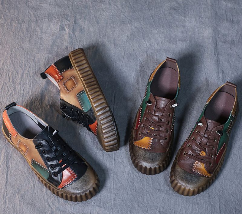 Xareni Dames Leren Loafer Schoenen - Bruin