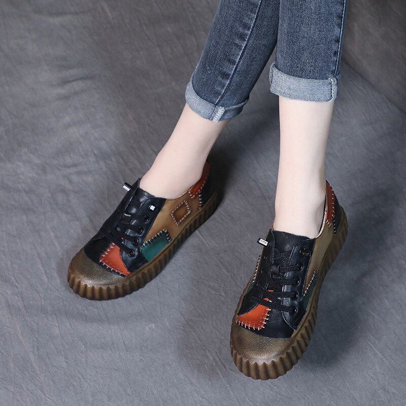 Xareni Dames Leren Loafer Schoenen - Bruin
