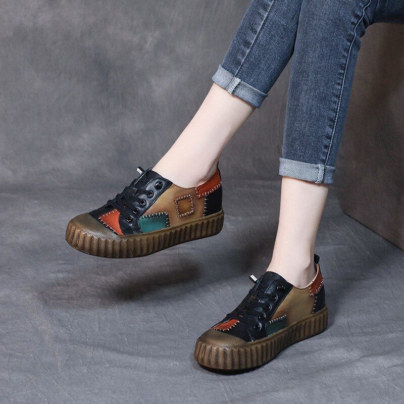 Xareni Dames Leren Loafer Schoenen - Bruin