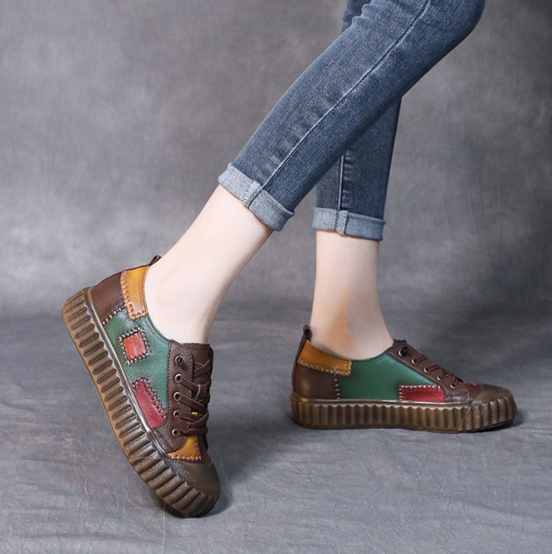 Xareni Dames Leren Loafer Schoenen - Bruin