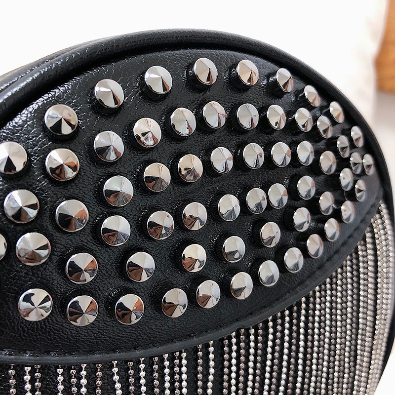 Xeos Dames Ronde Leren Schouder Handtas - Zwart