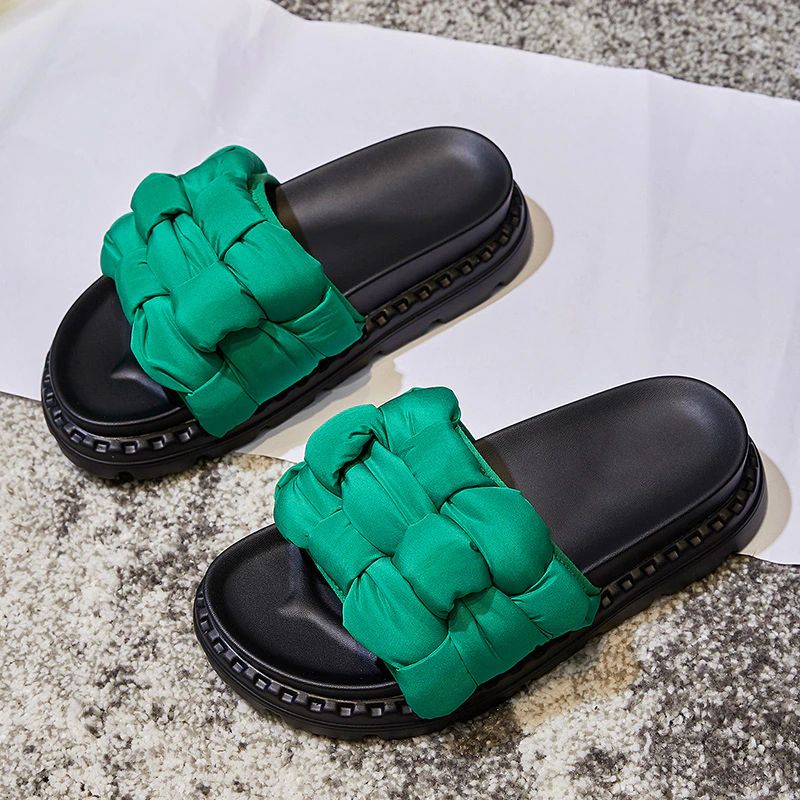 Yesika Damesplatte Pantoffel - Groen