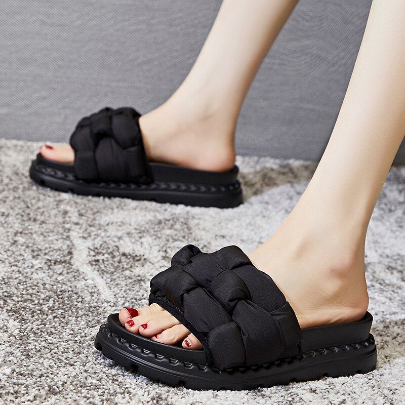 Yesika Damesplatte Pantoffel - Groen