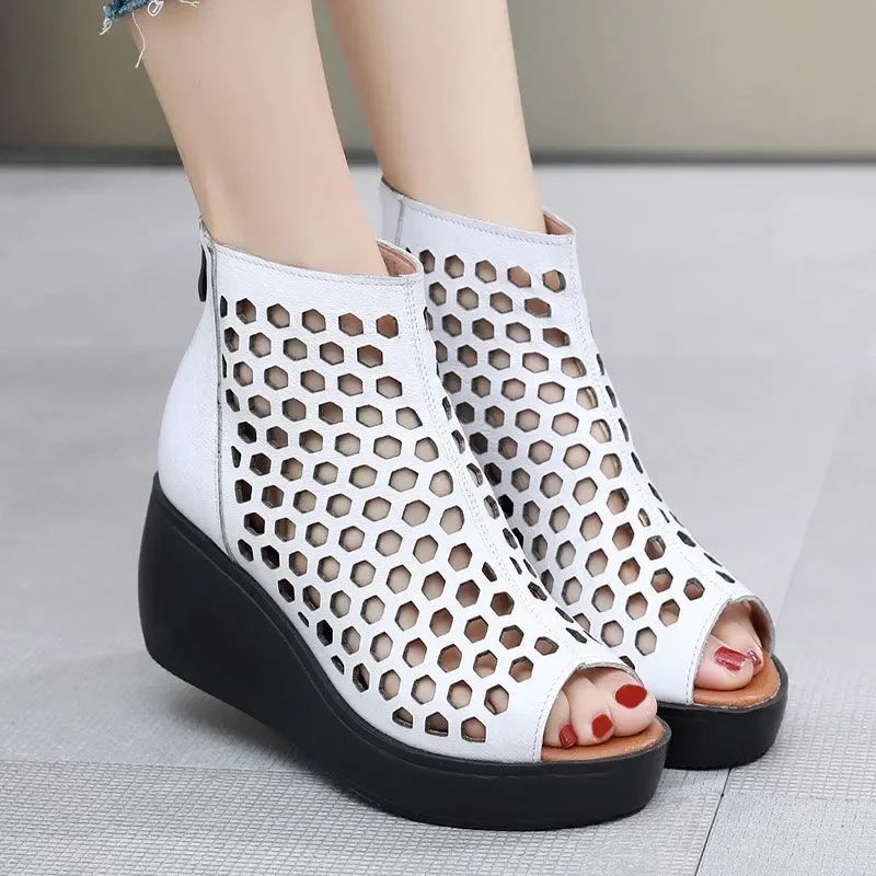 Yizy Dames Zomer Wedgesandalen - Wit