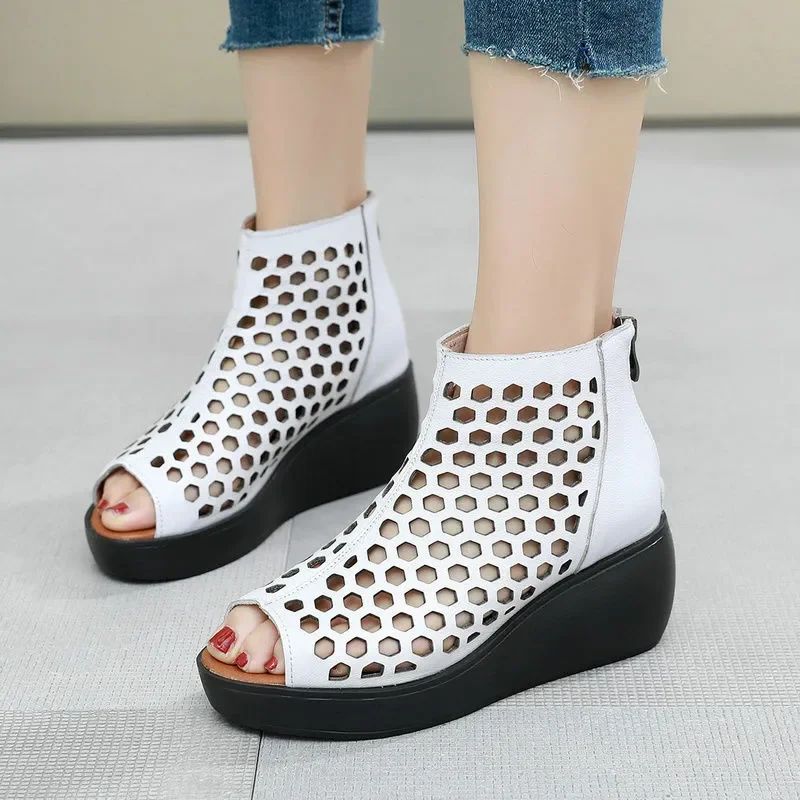 Yizy Dames Zomer Wedgesandalen - Wit