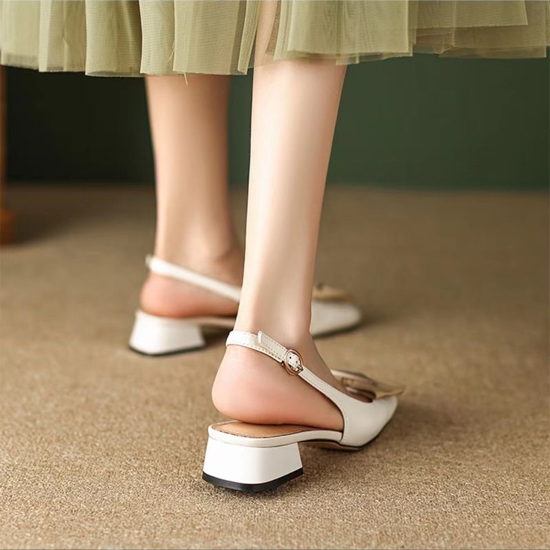 Ylaria Dames Vierkante Teen Sandalen - Zwart