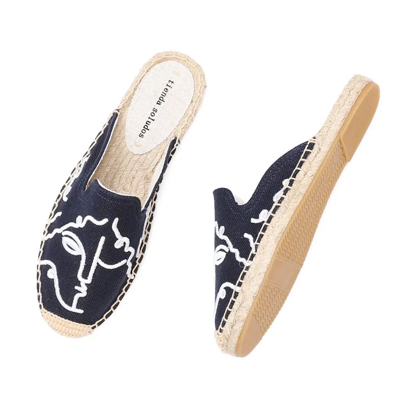 Yolanda Dames Muiltjes Espadrilles - Marineblauw