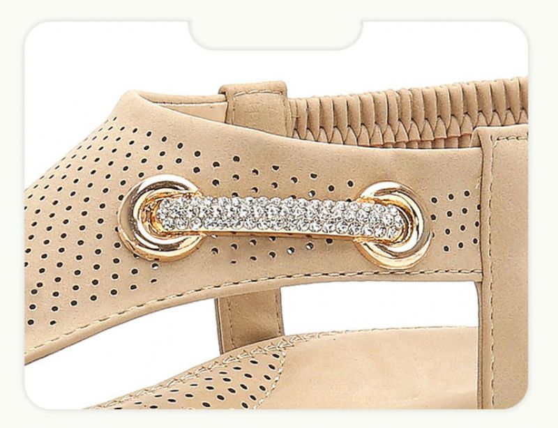 Yudith Dames Platte Hak Zomer Sandaal - Beige