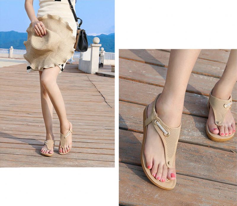 Yudith Dames Platte Hak Zomer Sandaal - Beige