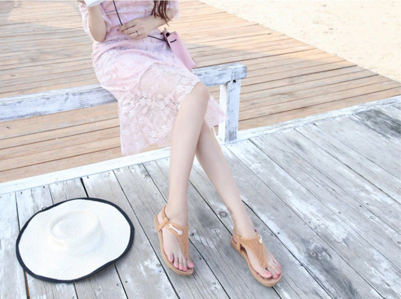 Yudith Dames Platte Hak Zomer Sandaal - Beige
