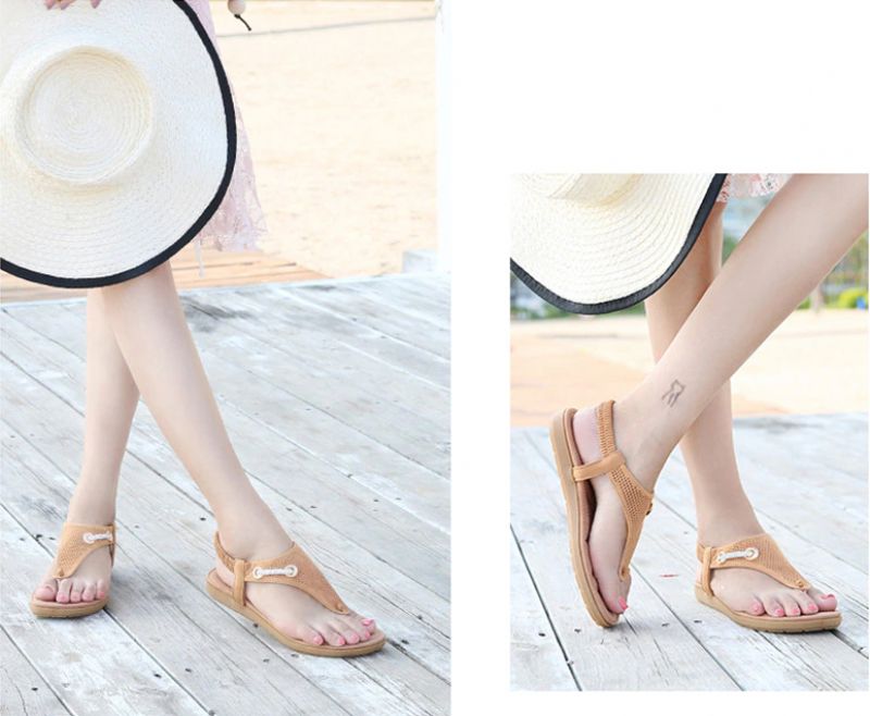 Yudith Dames Platte Hak Zomer Sandaal - Beige