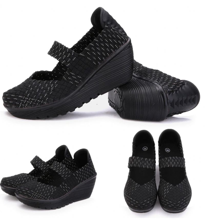 Yuli Dames Wedges Schoenen - Zwart zilver