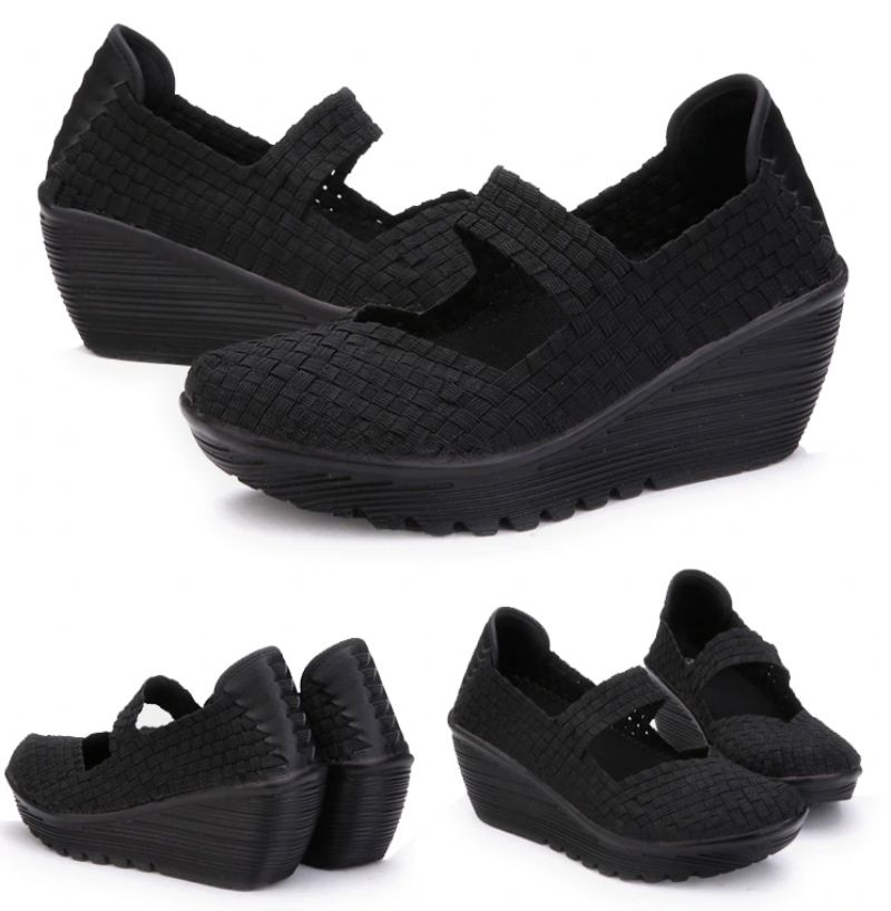Yuli Dames Wedges Schoenen - Zwart zilver