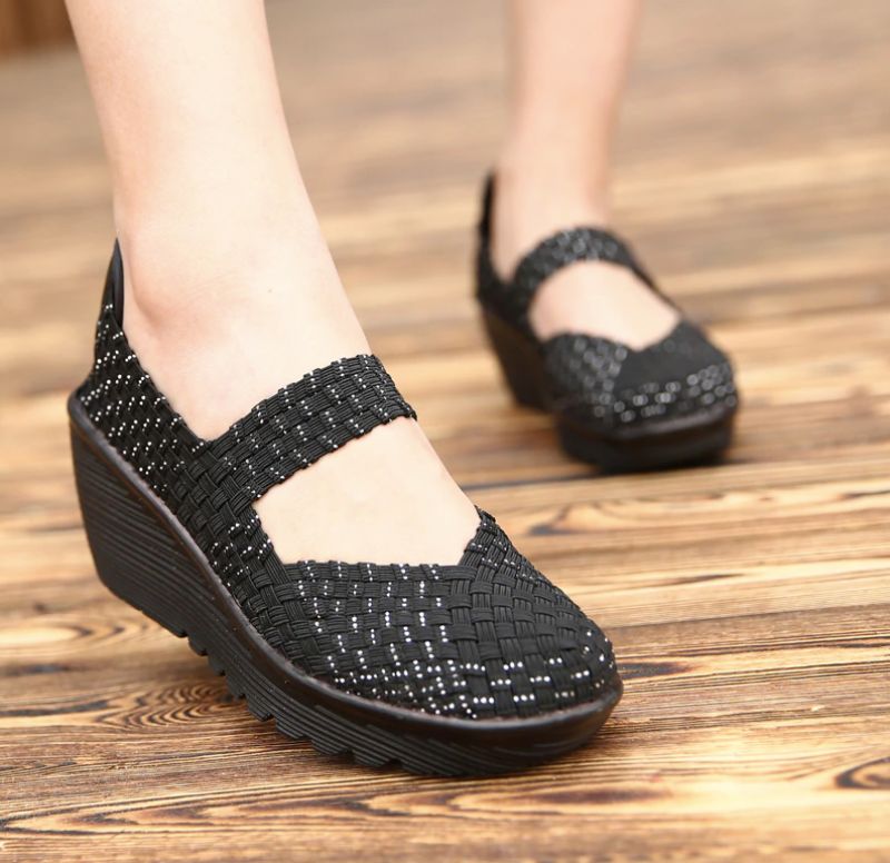 Yuli Dames Wedges Schoenen - Zwart zilver
