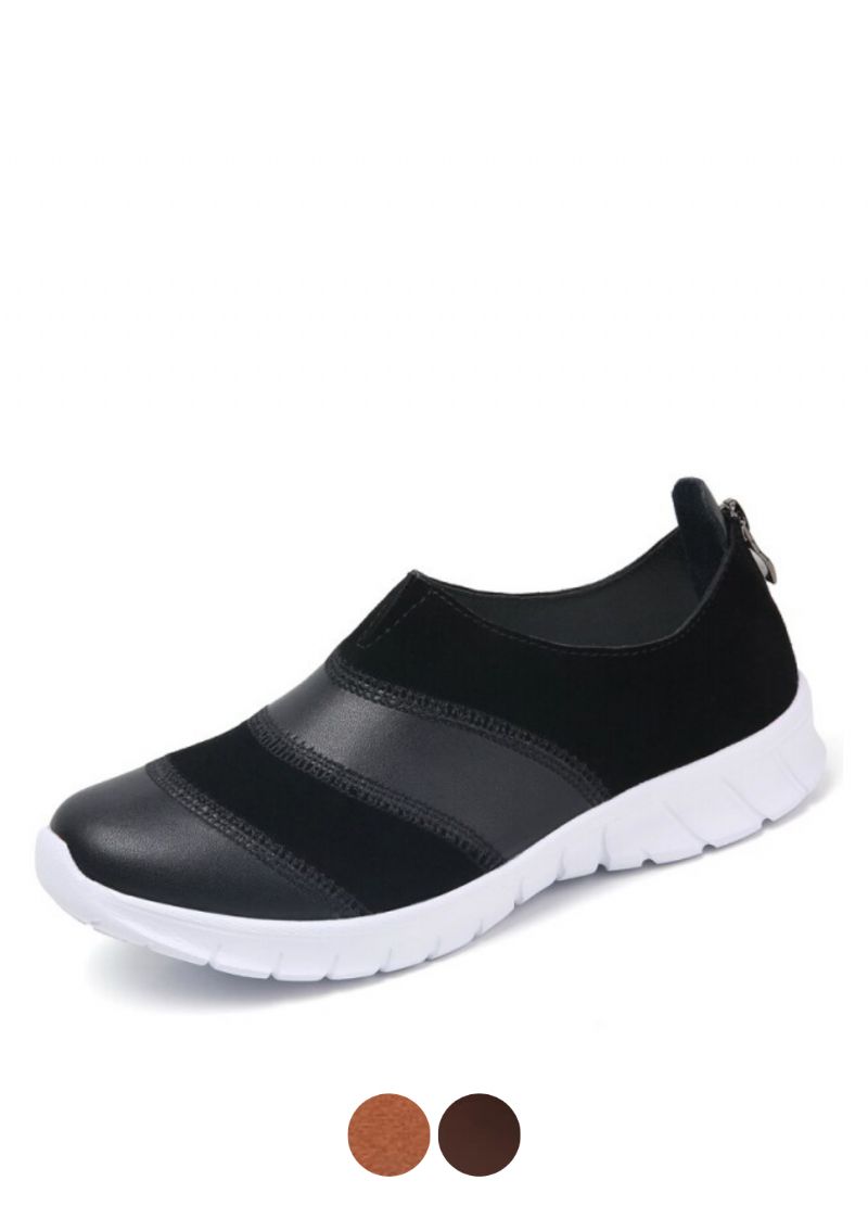 Yusuf Dames Loafer Slip-on Leren Herfst Mode Platte Zwarte Schoenen