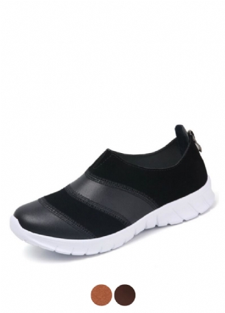 Yusuf Dames Loafer Slip-on Leren Herfst Mode Platte Zwarte Schoenen