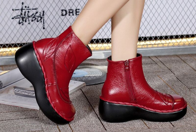 Zafiro Dames Lente Herfst Platform Booties - Rood