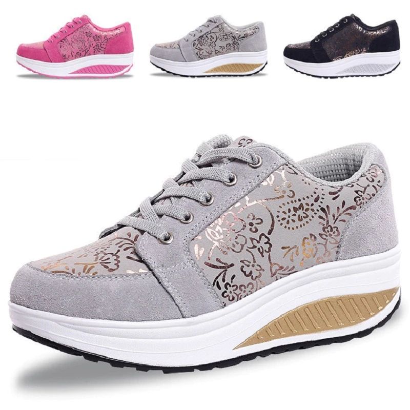 Zandia Dames Walking Platform Sneaker - Grijs