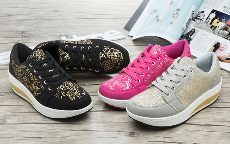 Zandia Dames Walking Platform Sneaker - Grijs