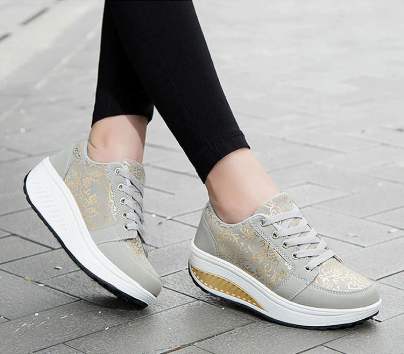 Zandia Dames Walking Platform Sneaker - Grijs