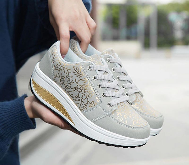 Zandia Dames Walking Platform Sneaker - Grijs