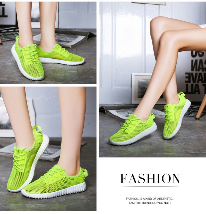 Zinab Dames Zomer Sneaker Veter Mode Ademende Mesh Schoenen - Groen