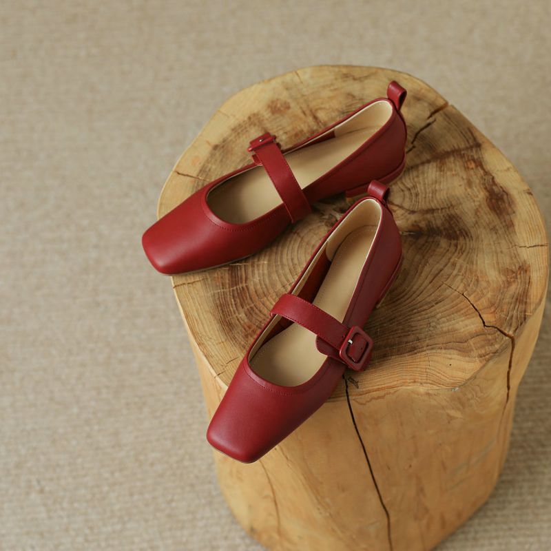 Zoe Dames Vierkante Hakken Pumps - Rood