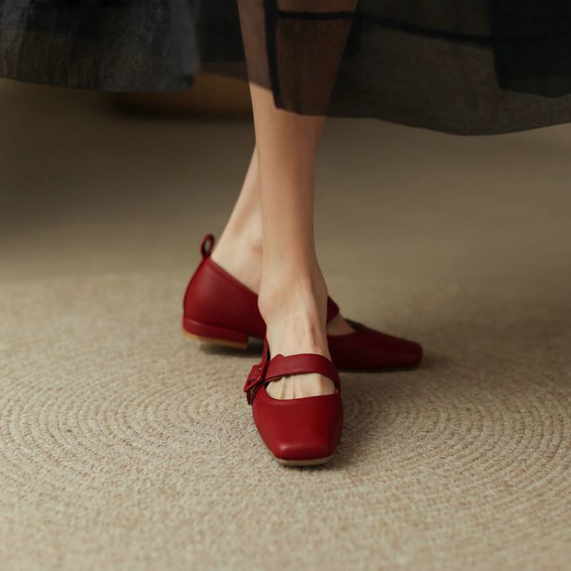 Zoe Dames Vierkante Hakken Pumps - Rood