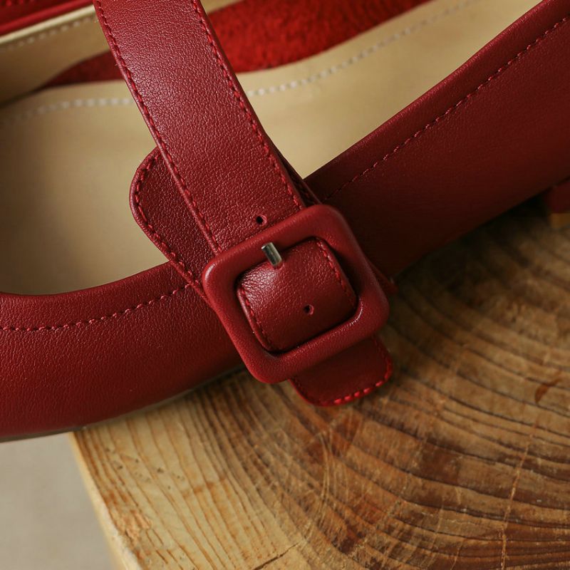 Zoe Dames Vierkante Hakken Pumps - Rood